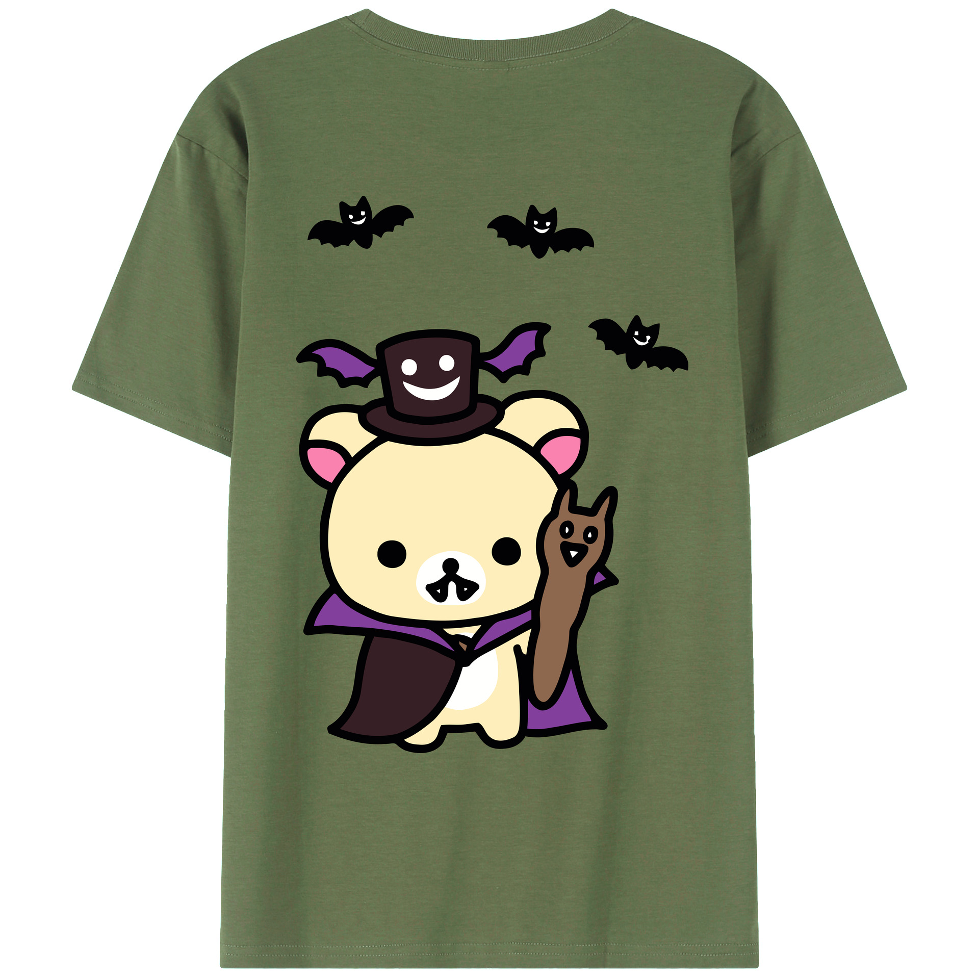 （画像用） リラックマ リラックマ キイロイトリ Rilakkuma Korilakkuma Kiiroitori 綿100％ メンズ半袖Tシャツ（バックプリント） 通気性